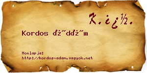 Kordos Ádám névjegykártya
